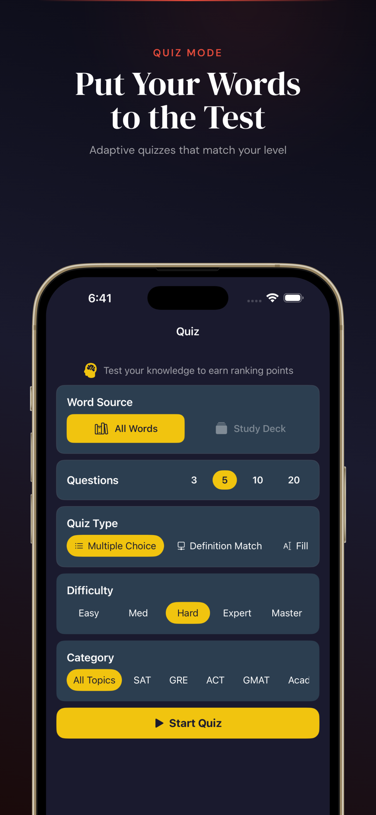VocabDuel Quiz Mode
