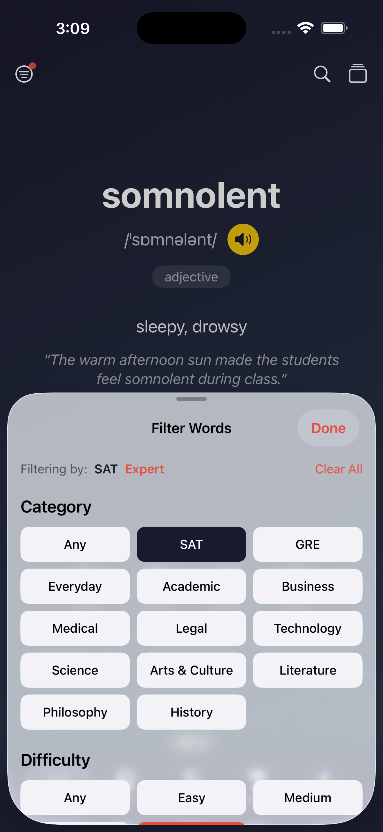 VocabDuel Word Categories